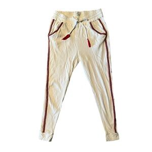 Sundance Cream Thermal Joggers with Red Accents M